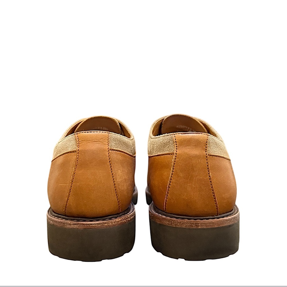 POLO RALPH LAUREN - BROWN TAN LEATHER TWO-TONE DERBY BOOTS - Picture 6 of 11